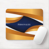 Elegante Goud & Navy Abstracte Golf Personaliseer Muismat (Met muis)
