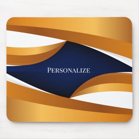 Elegante Goud & Navy Abstracte Golf Personaliseer Muismat (Voorkant)