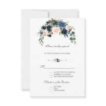 Elegante Goud Navyblauw Blush Bloemen Bloeien