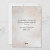 Elegante goud omlijnde poinsettia op donkere achte feestdagenkaart (Achterkant)