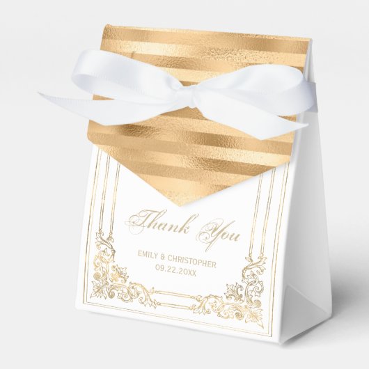 Elegante goud omlijste script witte trouw bedankje bedankdoosjes (Voorkant Zijde)