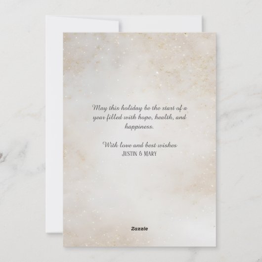 Elegante goud omrande poinsettia op donkere achter feestdagenkaart (Achterkant)