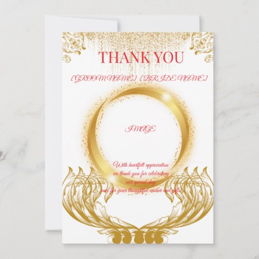 Elegante goud ontwerp bedankkaart op wit (Voorkant)