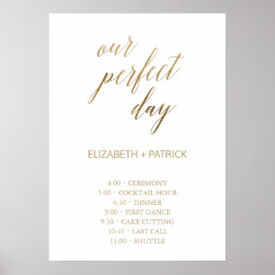 Elegante Goud Onze Perfecte Dag Volgorde van Gebeu Poster