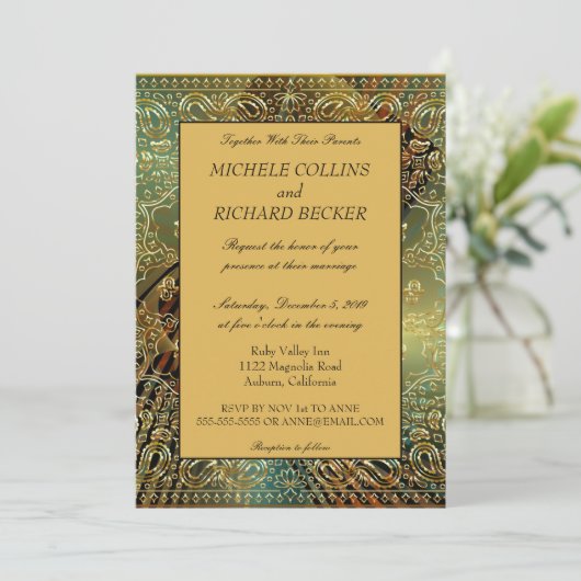 Elegante goud paisley kaart (Staand voorkant)