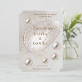 Elegante Goud & Parel Save The Date Kaart (Staand voorkant)