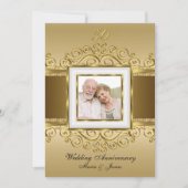 Elegante Goud & Parel Wervelende Foto 50 Jubileum Kaart (Voorkant)