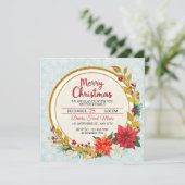 Elegante Goud & Poinsettia Kerstfeest (Staand voorkant)