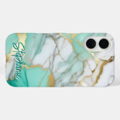 Elegante goud sage groene marmer aangepaste naam Case-Mate iPhone case (Achterkant (horizontaal))