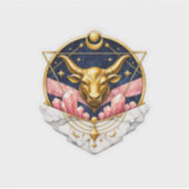 Elegante Goud Stier Marmer & Indigo Graniet Sticker (Voorkant)