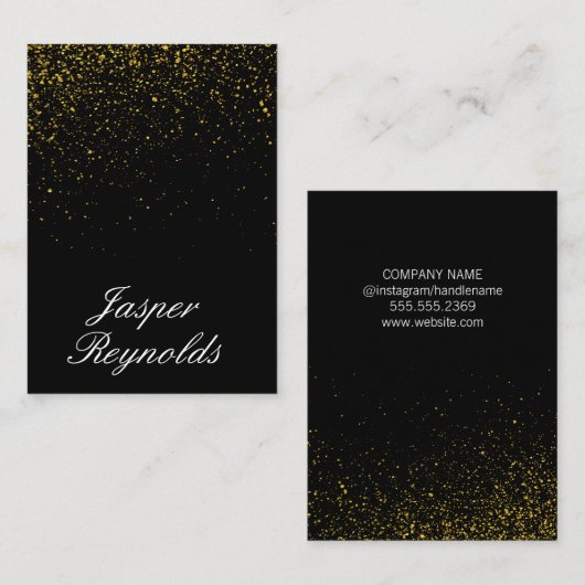 Elegante Goud Stof Zwarte Luxe Visitekaartje (Voorkant / Achterkant)