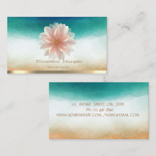 Elegante Goud Streep Lotus Schoonheidssalon Aquare Visitekaartje