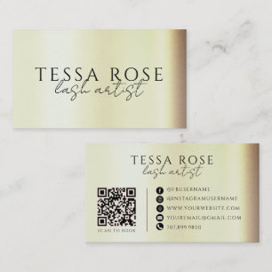 Elegante Goud Wimper Kunstenaar QR Code Visitekaartje