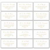Elegante Goud & Wit bruiloft Individueel adres Sticker (Voorkant)