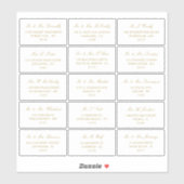 Elegante Goud & Wit bruiloft Individueel adres Sticker (Vel)