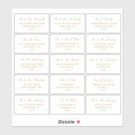 Elegante Goud & Wit bruiloft Individueel adres Sticker