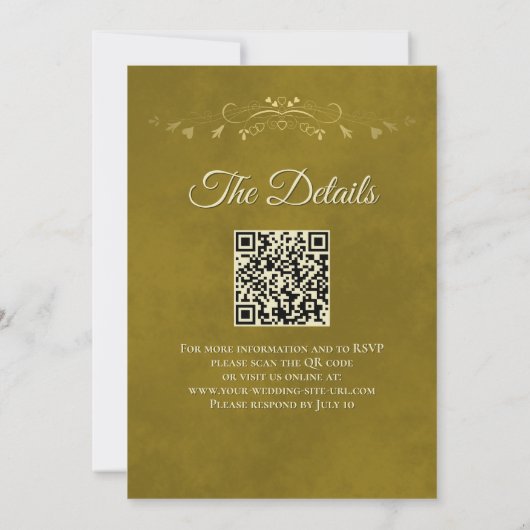 Elegante Goud & Wit Foto & QR Code Huwelijk Kaart (Achterkant)
