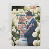 Elegante Goud & Wit Overlay foto Bloemen bruiloft Kaart (Voorkant / Achterkant)