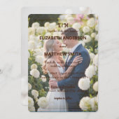 Elegante Goud & Wit Overlay foto Bloemen bruiloft Kaart (Voorkant / Achterkant)