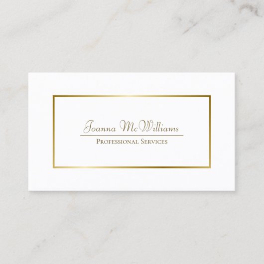 Elegante Goud & Wit Professionele QR Code Visitekaartje (Voorkant)