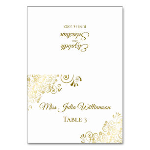 Elegante Goud & Wit Trouwen DIY Vouw Plaats Kaart