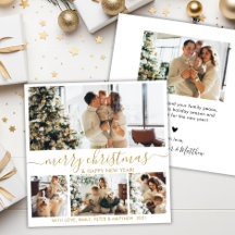 Elegante Goud Witte 4 Foto Collage Kerstmis Holid