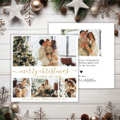 Elegante Goud Witte 4 Foto Collage Kerstmis Holid Feestdagenkaart