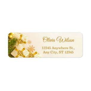 Elegante goud & witte kerstcadeau etiket