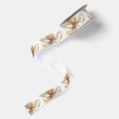 Elegante Goud & Witte Klaproos Bruiloft Satijnen Lint (Achterkant)