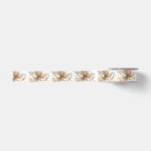 Elegante Goud & Witte Klaproos Bruiloft Satijnen Lint (Voorkant)