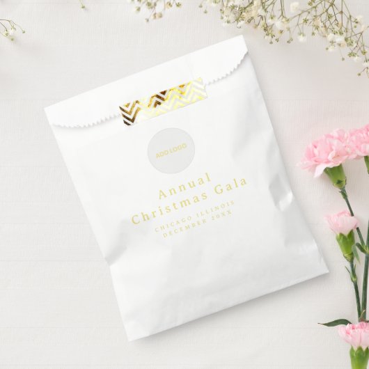 Elegante goud-witte papieren tassen met logo en aa bedankzakje (Gezegeld)