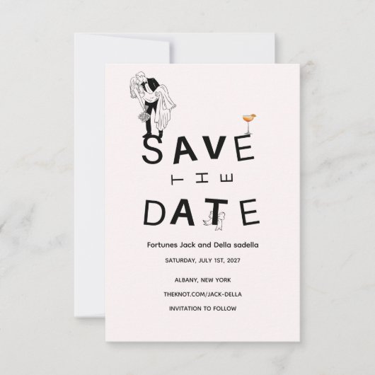 Elegante goud & witte Save the Date kaart (Voorkant)
