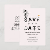 Elegante goud & witte Save the Date kaart (Voorkant / Achterkant)