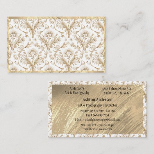 Elegante goud witte Toile Visitekaartje (Voorkant / Achterkant)