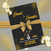 Elegante Goud & Zwart Bloemen Save The Date Weddin Kaart