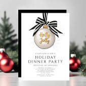 Elegante goud zwart en wit vakantie dinerfeest kaart