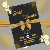 Elegante goud & zwart met witte bloem-huwelijks- save the date