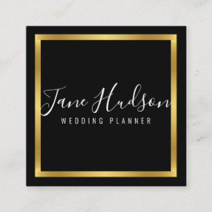 Elegante Goud Zwart Minimalistisch Bewerkbaar 2.5x Vierkante Visitekaartje