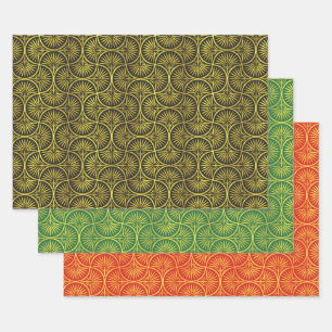 Elegante Goud Zwarte Art Deco Waaiers #3 DIY BG Inpakpapier Vel