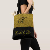 Elegante goud & zwarte bruid monogram tas (Dichtbij)