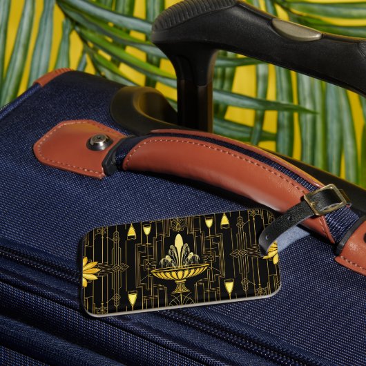 Elegante goud zwarte gatsby bagagelabel (Voorkant Insitu 3)