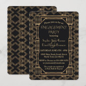 Elegante Goud Zwarte Gatsby Huwelijksfeest Kaart (Voorkant / Achterkant)