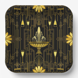 Elegante goud zwarte gatsby papieren bordje
