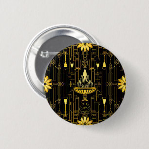 Elegante goud zwarte gatsby ronde button 5,7 cm