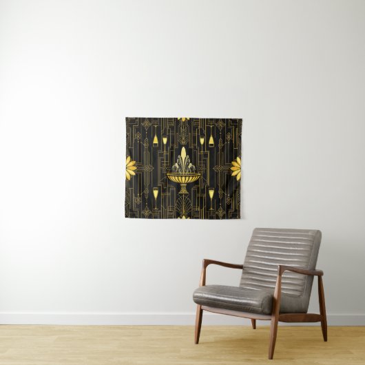 Elegante goud zwarte gatsby wandkleed (In Situ (horizontaal))