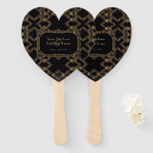 Elegante Goud Zwarte Great Gatsby Jaren 20 Huwelij Handwaaier