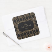Elegante Goud Zwarte Great Gatsby Jaren 20 Huwelij Vierkante Sticker (Envelop)