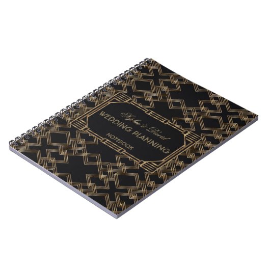 Elegante Goud Zwarte Great Gatsby Trouw Planner Notitieboek (Linkerzijde)