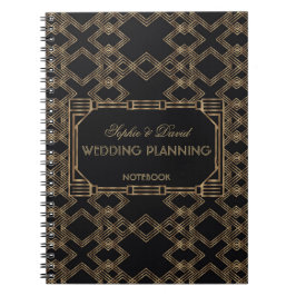 Elegante Goud Zwarte Great Gatsby Trouw Planner Notitieboek