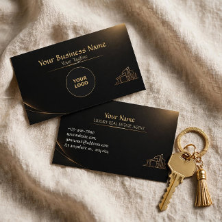 Elegante goud-zwarte makelaar kaart visitekaartje